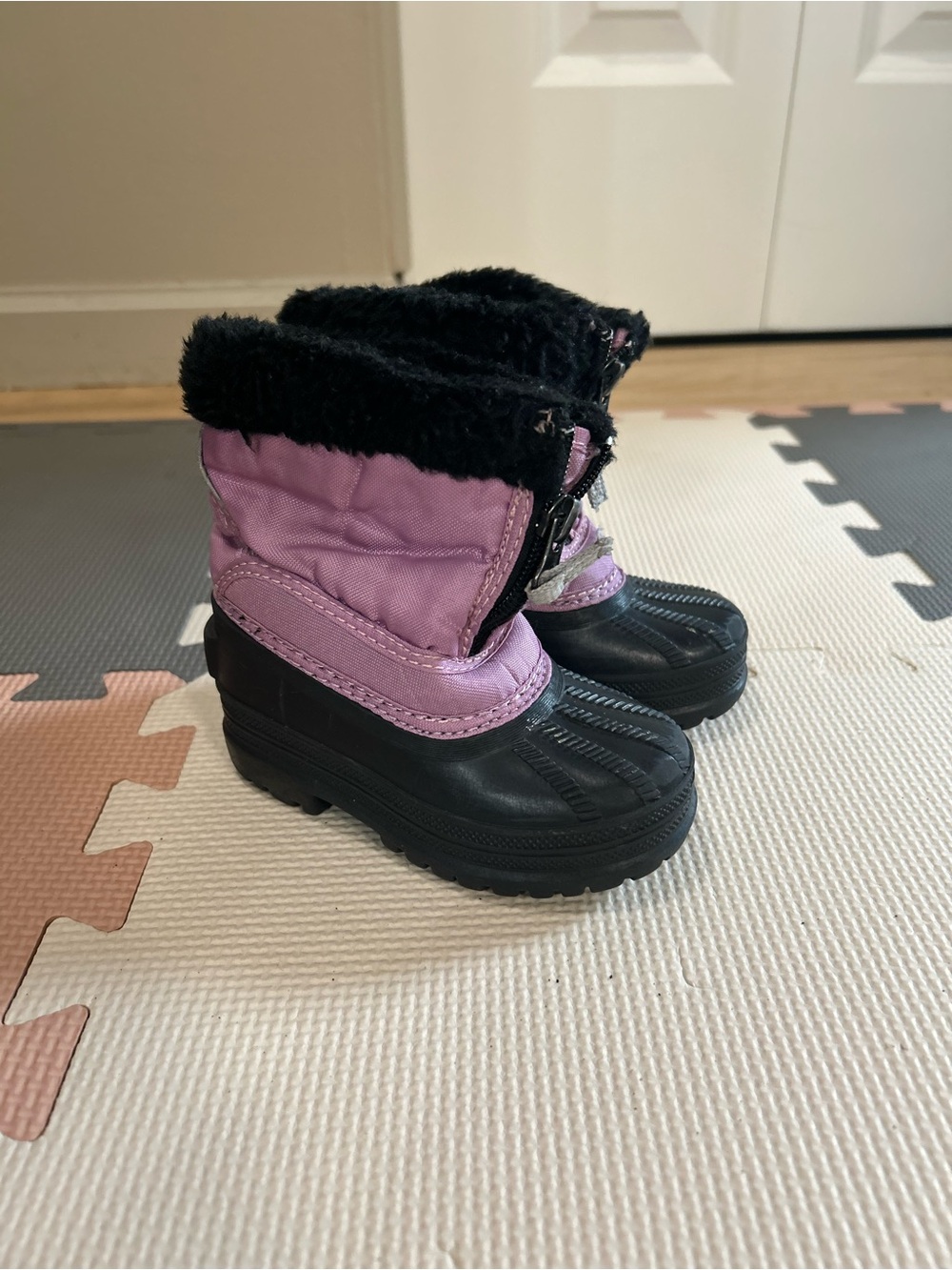 Kids Waterproof Snow Boots - Purple and Black